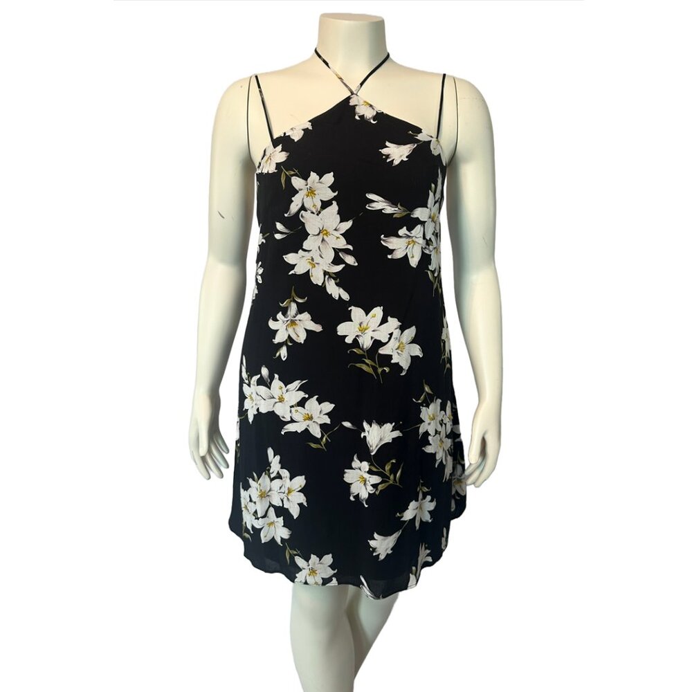 Women's Black Floarl Strappy Sun Dress (M)
